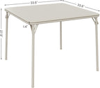 IDEALHOUSE 5-Piece Dining Table Set, Metal Folding Kitchen Table with 4 Upholstered Chairs, Space-Saving Design, Faux Leather Cushions, Beige Modern Square Table for Dining Room, Small Spaces