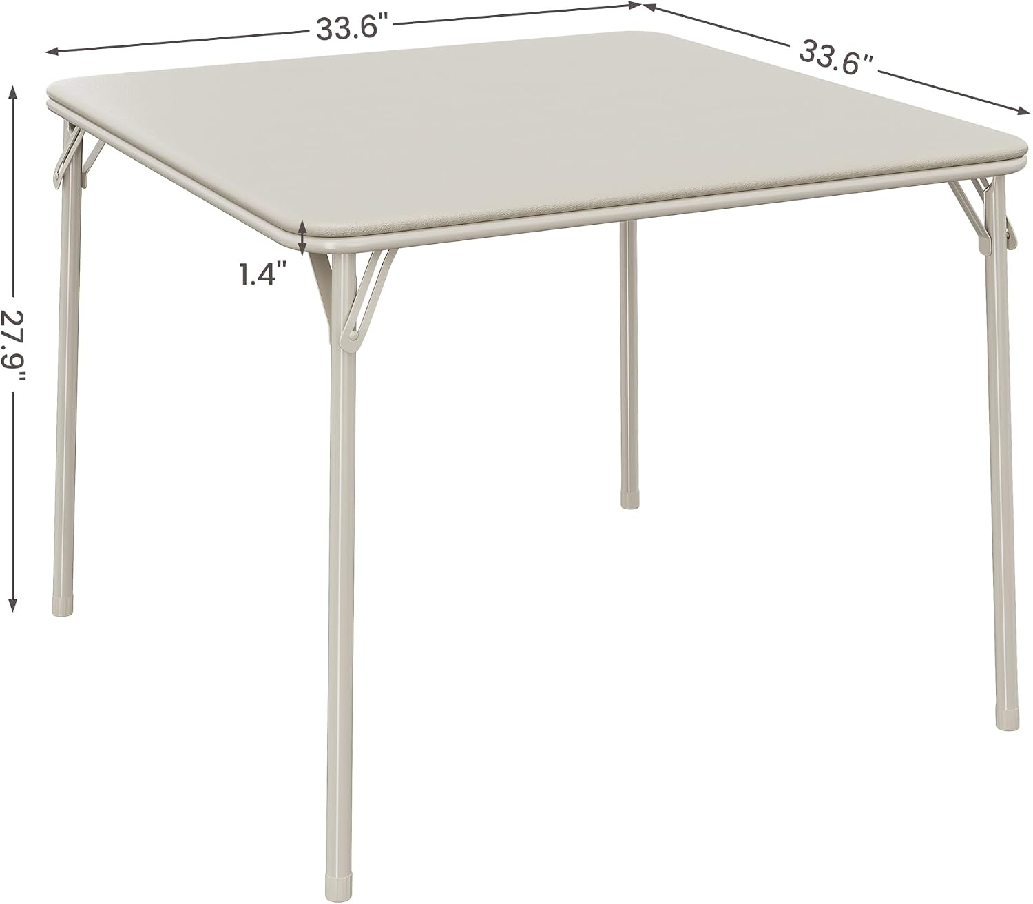 IDEALHOUSE 5-Piece Dining Table Set, Metal Folding Kitchen Table with 4 Upholstered Chairs, Space-Saving Design, Faux Leather Cushions, Beige Modern Square Table for Dining Room, Small Spaces