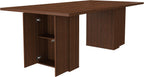 kevinplus78.74'' Rectangular Wood Dining Table with Hidden Storage Space for 4-6, Modern Midcentury Kitchen Dinner Table for Dining Room Living Room, Easy Assembly, Walnut