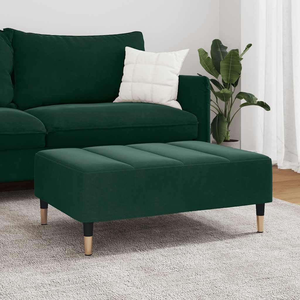 Dark Green Velvet Footstool, Stable Plywood Frame Footrest for Sofa or Recliner, Cozy and Compact Stool for Living Room
