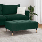 Dark Green Velvet Footstool, Stable Plywood Frame Footrest for Sofa or Recliner, Cozy and Compact Stool for Living Room