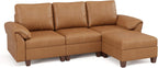 SITJOY Faux Leather Modular Sectional Sofa with Storage, Mid Century Modern Sectional Couches for Living Room, 11.8" Wide Armrests, 96" Wide 3 Seater L Shaped Couch with Chaise, Brown