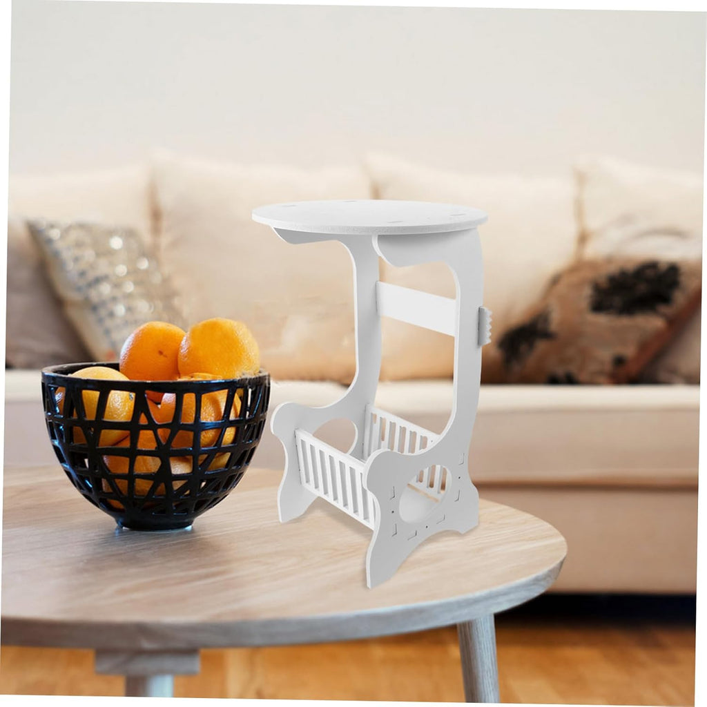 MERRYHAPY Modern Small Round Accent Table with Storage for Sofa Side Bedside Use Minimalist Design Coffee Table for Living Bedroom and Balcony Compact and Practical
