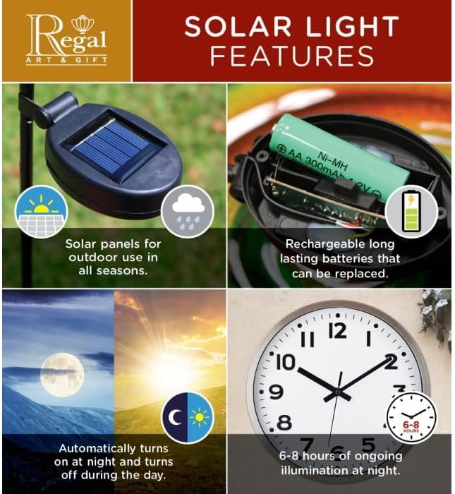 Regal Art & Gift Hot Air Balloon Solar Lantern – Hanging Solar-Powered LED Lights, Waterproof Portable Decorative Outdoor Lamp Made of Metal & Glass for Garden, Patios & Pathway – Americana (Large)