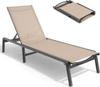 Aluminum Chaise Lounge Chair Outdoor for Outside Poolside, 1PC, Khaki