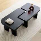 53.15" Antique Black Wood Nesting Coffee Table Set | 70.86 Inch Extended Length; Smooth Easy-Clean Surface; Space-Saving Modern Center Table for Living Room and Small Apartments