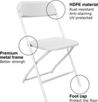 White Folding Chairs 10 Pack, Portable Party Chairs, Plastic Folding Chair,Stackable Commercial Seats with Steel Frame for Office Wedding Party Patio Dinning Events, 350lbs Capacity