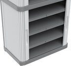 Terry, Rolling Space Cab 2, Indoor and Outdoor 2-Compartment Cabinet with Two Sliding Doors, 2 Adjustable Internal Shelves, Grey, in Recycled Plastic, Dimensions: 59x36x115 cm