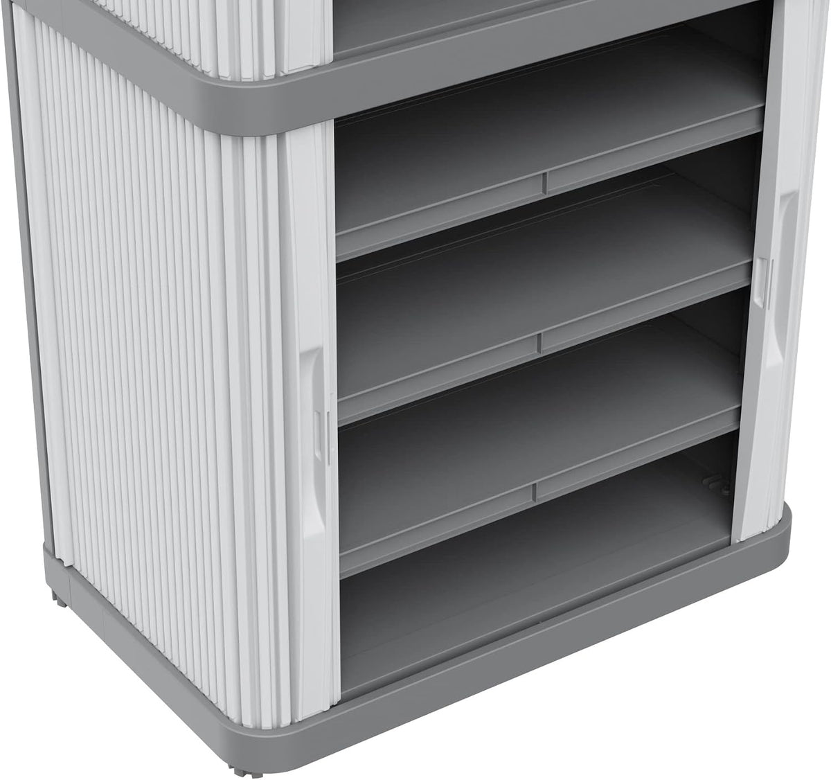 Terry, Rolling Space Cab 2, Indoor and Outdoor 2-Compartment Cabinet with Two Sliding Doors, 2 Adjustable Internal Shelves, Grey, in Recycled Plastic, Dimensions: 59x36x115 cm