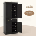 Tangkula 72" H Kitchen Pantry Cupboard Cabinet, Traditional Freestanding Large Tall Storage Cabinet with 2 Cabinets and Drawer, Adjustable Shelves, for Living Room Kitchen, 30 x 16 x 72 Inch
