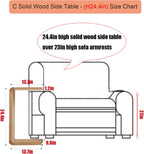 C Shaped End Table, Solid Wood Sofa Side Table for Couch, Bed, and Living Room, Space-Saving Small Snack Table for Bedroom, Office, or Balcony, Wooden Nightstand for Laptop and Narrow Spaces