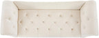 Christopher Knight Home Ucal Velvet Upholstered End of Bed Ottoman, Wooden Living Room Ottoman Bench with Curved Arms, Long Entryway Bench with Button Tufting, Long Seating for Bedroom, Beige