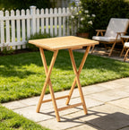 Natural Rubberwood Folding TV Dinner Tray Table, 19 x 14.5 x 26 Inch Foldable Portable Wooden Side Snack Table for Home Office Couch Bed