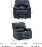 Signature Design by Ashley Leather Power Rocker Recliner Chair, Ocean Blue