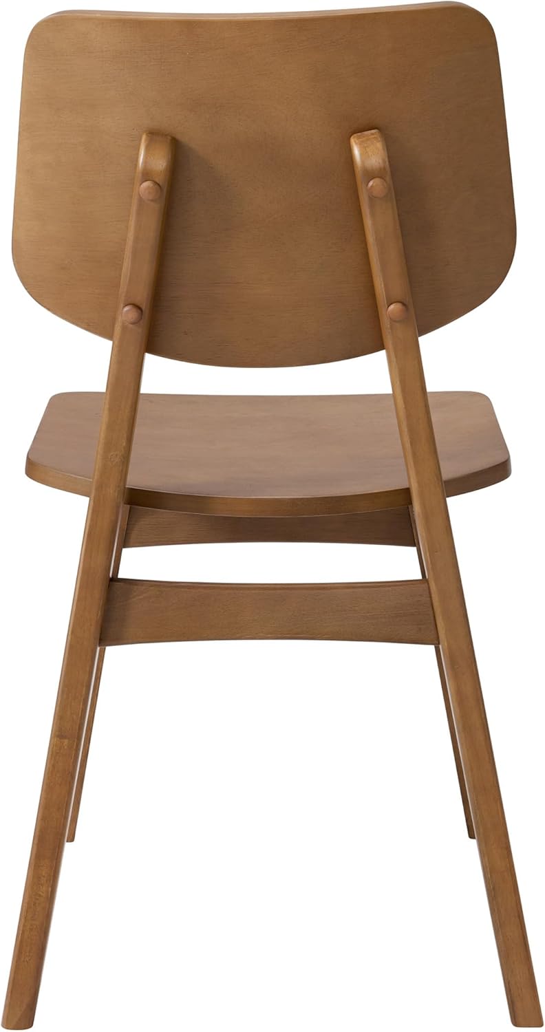 Alaterre Furniture Calais Dining – Mid Century Modern Set of 2 Dining Chairs – Solid Wood Chair Set with Minimalist Design for Dining Room or Kitchen (Warm Pecan Finish)