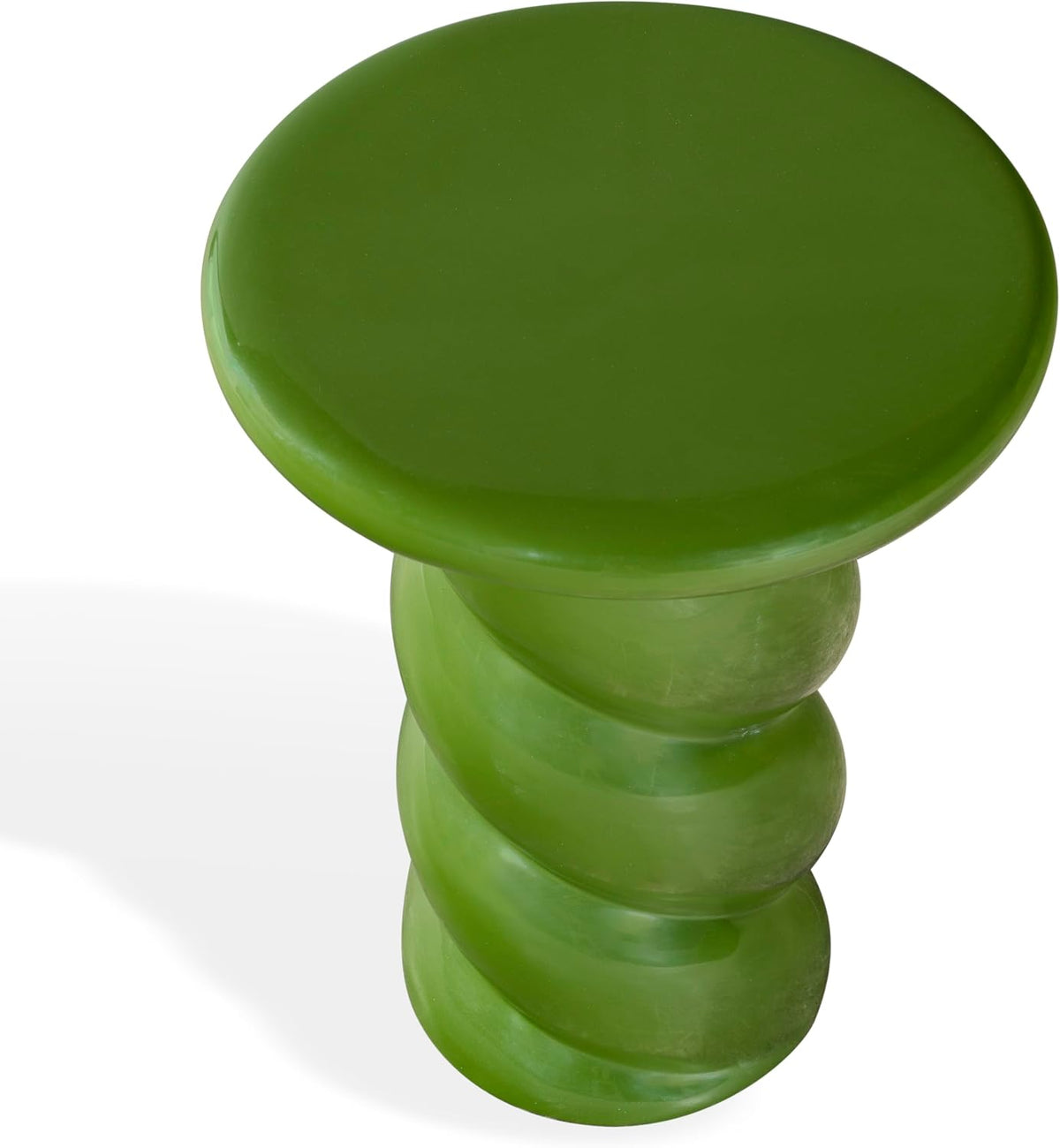 SAFAVIEH Couture Collection - Noelly Olive Green Concrete Accent Table, Contemporary Swirl Pedestal Side Table, High Gloss Finish, Fully Assembled (SFV2621C)