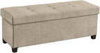Ornavo Home 43 Inch Storage Ottoman, Large Storage Bench, Ottoman with Storage with Legs, Foot Rest Stool, Bedroom Bench - Tan/Taupe