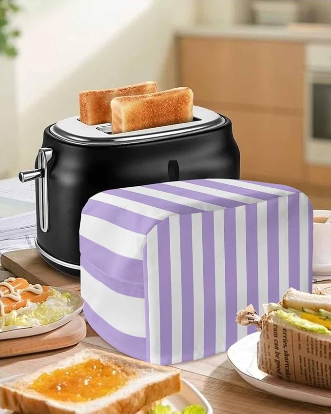 Toaster Cover 4 Slice Purple Stripes Toaster Oven Cover with Pockets Simple Style Dustproof Bakeware Protector Small Kitchen Appliance Dust Covers and Fingerprint Protection for Women