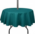 Outdoor Tablecloth Wrinkle-Free Stain Resistant Waterproof Polyester Fabric Table Cover with Zipper Umbrella Hole for Picnic/Party/Dinner/Patio Garden(70inch Round,Zippered,Teal)
