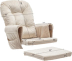 Paddie Glider Rocker Replacement Cushions Velvet with Storage, Rocking Chair Cushion Set with Ties, 5PCS, Beige