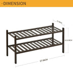 2-Tier Bamboo Shoe Rack for Entryway, Stackable | Heavy Duty | Multi-Function, Free Standing Shoe Racks for Bedroom Hallway Closet