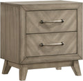 Contemporary 2-Drawer Nightstand, Antique Gray,for Small Spaces