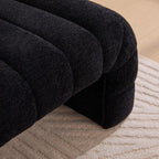 Modern Armless Bed Bench - Channel Tufted Chenille Upholstered, Multi-Use as Couch Daybed Chaise or Ottoman Foot Stool for Living Room, Bedroom, Entryway (69.7", Black)