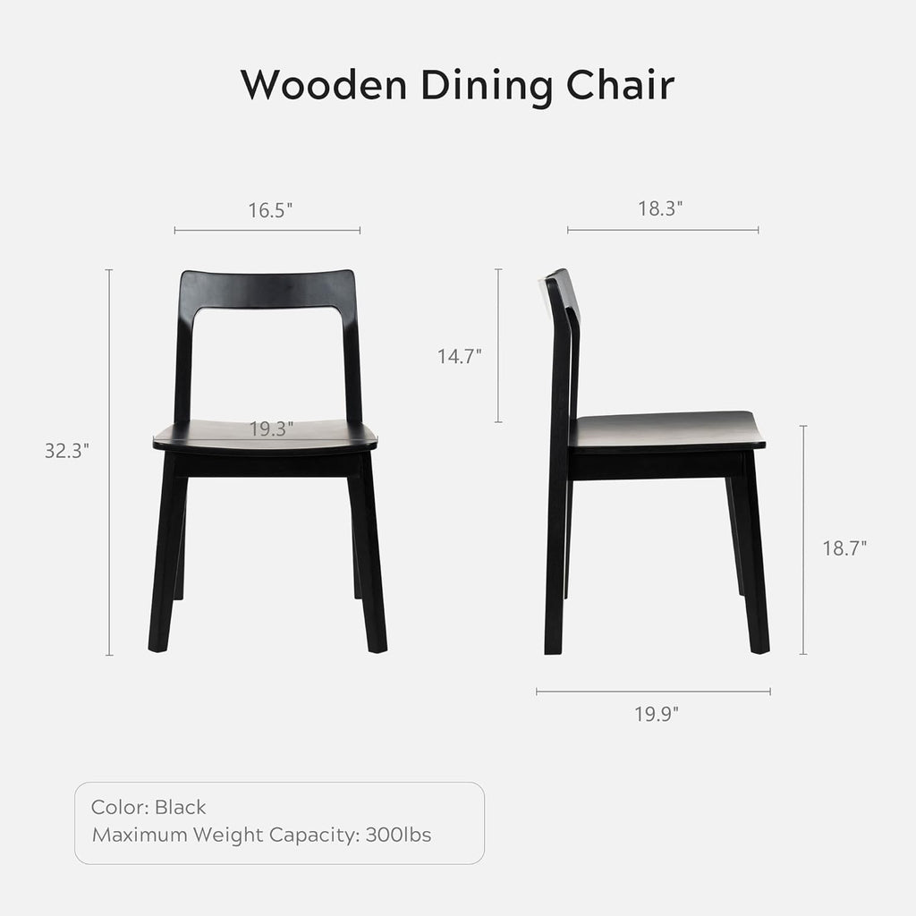 EYYTHUNG Farmhouse Wood Dining Chairs Set of 2,Wooden Kitchen Chairs, Mid Century Modern Side Chair Armless Chair for Living Room, Dining Room, Black