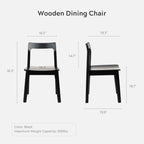 EYYTHUNG Farmhouse Wood Dining Chairs Set of 2,Wooden Kitchen Chairs, Mid Century Modern Side Chair Armless Chair for Living Room, Dining Room, Black