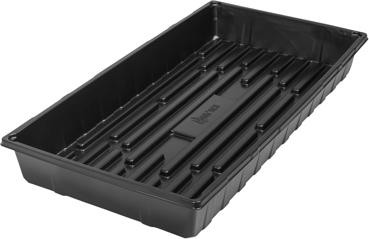 SUNPACK 10" x 20" Extra Strength Plastic Seed Starting Tray, Black, 2.5" - No Drainage Holes, Ideal for Greenhouses or Indoor Gardening - Made of BPA-Free Plastic