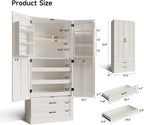 ONBRILL 71" Tall Farmhouse Kitchen Pantry Cabinet with 3 Pull Out Shelves & 2 Large Drawers, Pantry Storage Cabinet with 6 Door Shelf & Adjustable Shelf, Freestanding Cupboard for Kitchen, Dining Room