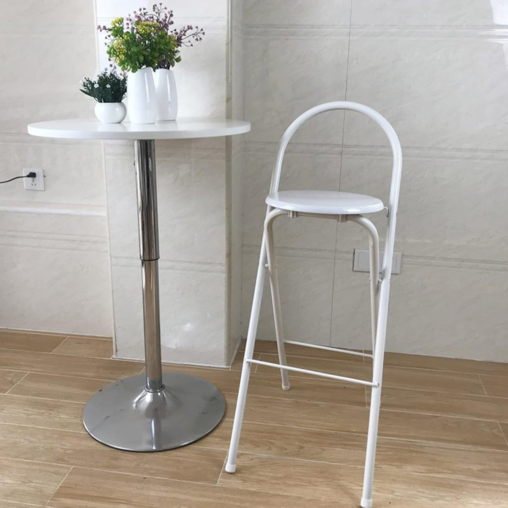 Modern Breakfast Bar Stools Foldable Stool Wooden Round Seat Folding Stool with Back Footrest Folding Bar Stool Seat Height 26in/28in/30in for Dining Room/Kitchen/Balcony/Living Room