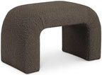 Meridian Furniture 169Brown Niagara Collection Modern | Contemporary Boucle Fabric Upholstered Bench with Rich Brown Boucle Fabric, Curved Contemporary Design, 28" W x 15.5" D x 17.5" H, Brown
