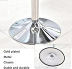 23.4" Round Glass Dining Table, Modern Circular, Sturdy Base and Perfect for 2-4 Seat, Bistro Style for Dining Room, Living Room, Balcony, Cafe