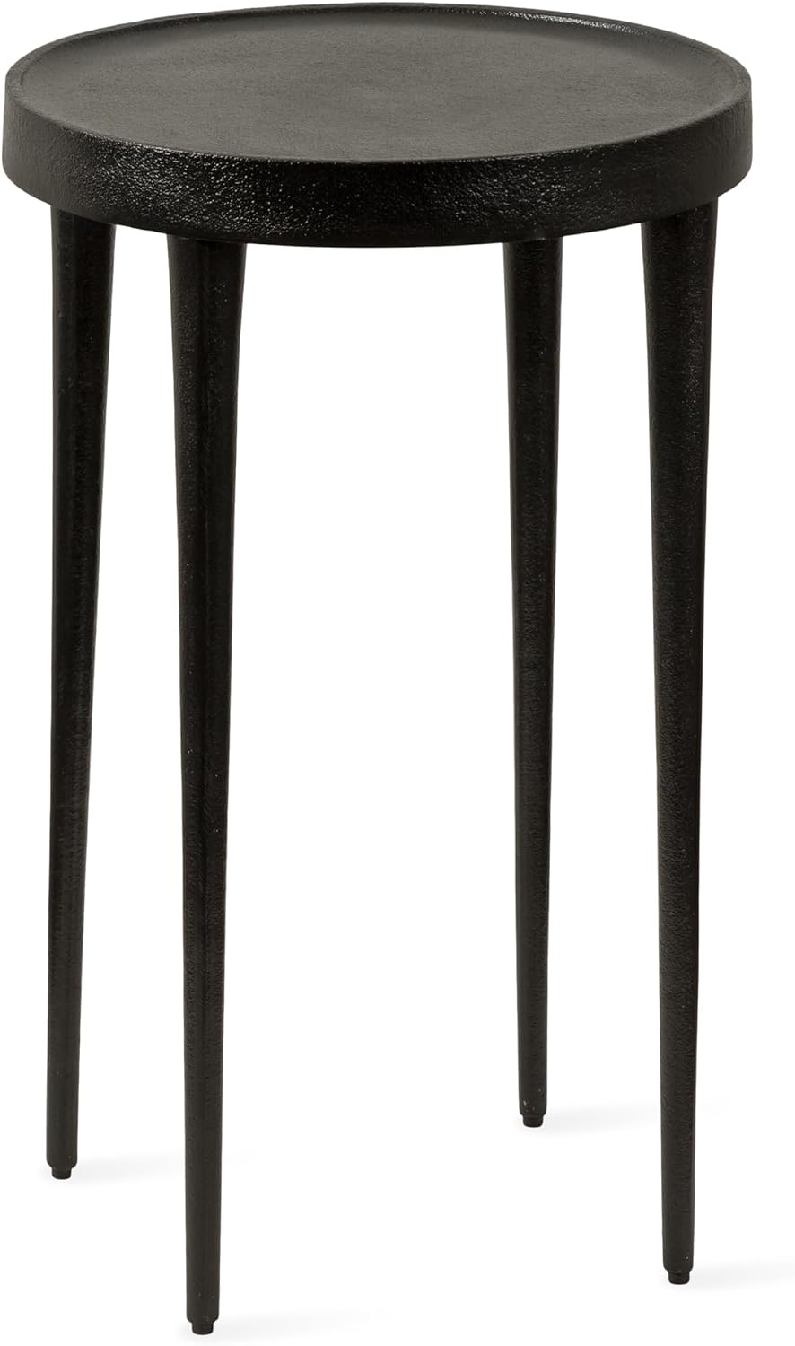 Kate and Laurel Rava Modern Metal Round Side Table, 14 x 14 x 22, Black, Cast Aluminum Accent Table for Use as Indoor Plant Stand or Living Room Decor Piece