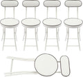Foldable Chair 4pcs Steel High Portable Folding Indoor Counter Bar Stool Cushioned Padded Stools Seating with Backrest for Kitchen Island Shop Cafe Workshop, Studio- Load 275lbs (White)