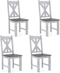 Giantex Retro Wooden Dining Chairs Set of 4, Farmhouse Kitchen Chairs w/Rubber Wood Frame, Elegant Hollowed Backrest, Armless Dining Room Chairs, Rustic Side Chairs for Restaurant, Living Room, Grey