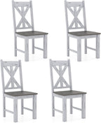 Giantex Retro Wooden Dining Chairs Set of 4, Farmhouse Kitchen Chairs w/Rubber Wood Frame, Elegant Hollowed Backrest, Armless Dining Room Chairs, Rustic Side Chairs for Restaurant, Living Room, Grey
