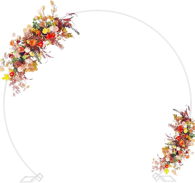 Asee'm 8.5FT White Wedding Arch Round Backdrop Stand Large Circle Metal Floral Balloon Frame for Party Anniversary Birthday Graduation Valentine Ceremony Decorations