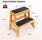 StrongTek Wood 2 Step Stool for Adults, 17.5 in, 500 lb, Non-Slip | Wide Non-Slip Treads, 500 lb Capacity, Heavy-Duty, Kitchen, Closet, Bedside and Everyday Home Reach