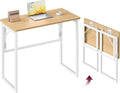 VASAGLE Folding Desk, Small Computer Desk, Foldable Table 31.5 Inch | One-Piece Desktop, Folding Table for Bedroom, Balcony, Camping, Easy Assembly, Straw Yellow, ULWD151YD01
