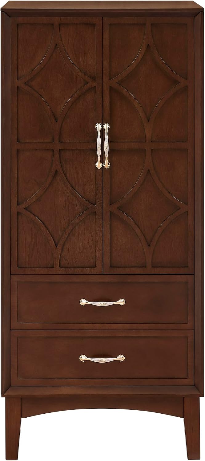 53.5" Tall Kitchen Pantry Cabinet, Mid Century Modern Storage Cabinet with Doors & Drawers, Walnut Sideboard Buffet with Adjustable Shelves for Kitchen, Living Room, Entryway