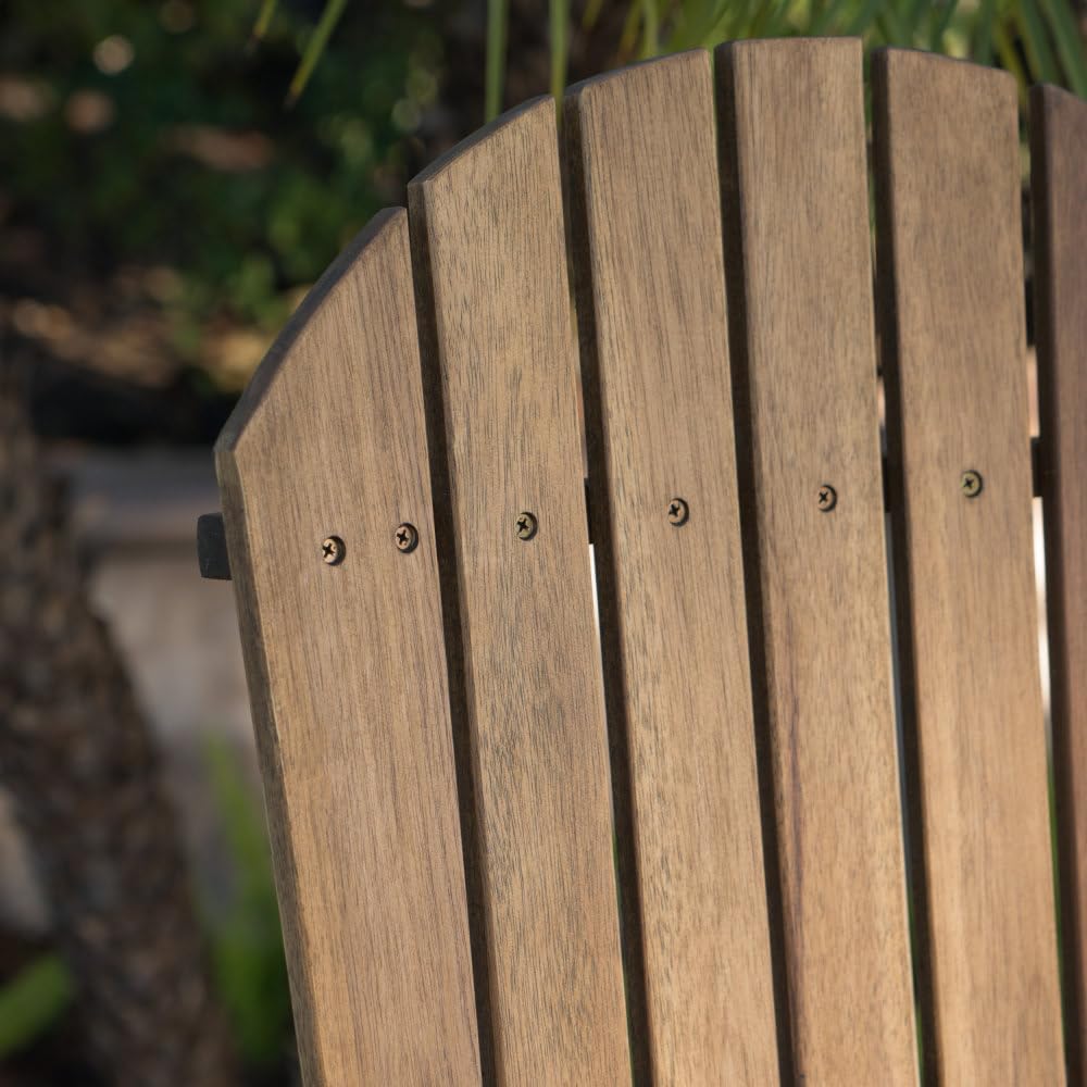 Adirondack Bar Stools, Set of 2 Natural Stained Acacia Wood Outdoor Barstools, Patio Counter Chairs for Backyard Deck Garden Porch Bar Seating