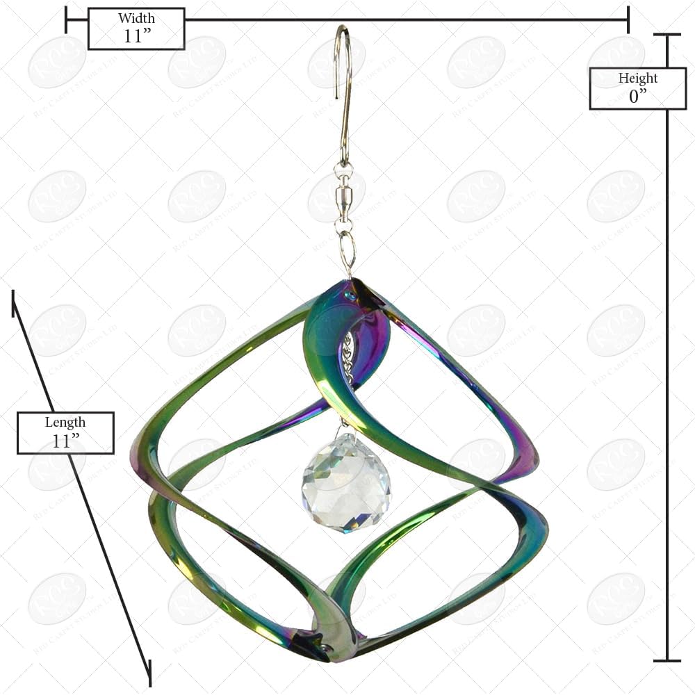 Red Carpet Studios The Original Helix Cosmix Wind Spinner Indoor/Outdoor 3-Dimensonal Garden Decor, 11-Inch, Rainbow - Crystal