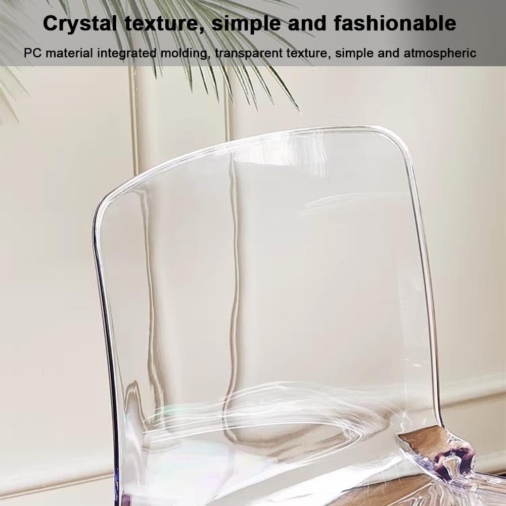 Etlegor Transparent Acrylic Dining Chair, Curved Backrest Kitchen Chairs Ladies Dressing Stool for Kitchen, Dining Room and Home Decor(Clear,2PCS)