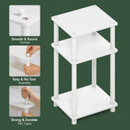 Furinno Turn-N-Tube 3-Tier Toolless Side Table, Narrow Printer Stand with Open Shelf, End Table, Night Stand, for Living Room, Bedroom, White