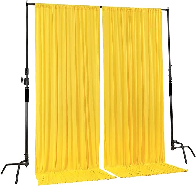 AK TRADING CO. 10 feet x 10 feet Polyester Backdrop Drapes Curtains Panels with Rod Pockets - Wedding Ceremony Party Home Window Decorations - Lemon Yellow