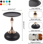 Small Round Side Table,Pedestal Side Table for Small Spaces,Metal End Tables Livingroom,Circle Martini Table Drink Table for Sofa Bedroom Office(40x55cm(16x22inch), Blue)