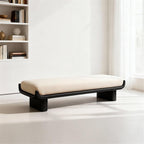 Modern Wooden and Fabric Long Shoe-Changing Bench for Living Room and Bed end Entryway(Small)
