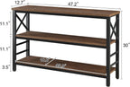 Hombazzar 3-Tier Sofa Table,Console Tables for Entryway,Brown 47" | Stable Support,Multi-functional use for home,Easy Assembly,Scratch Resistant & Rustproof